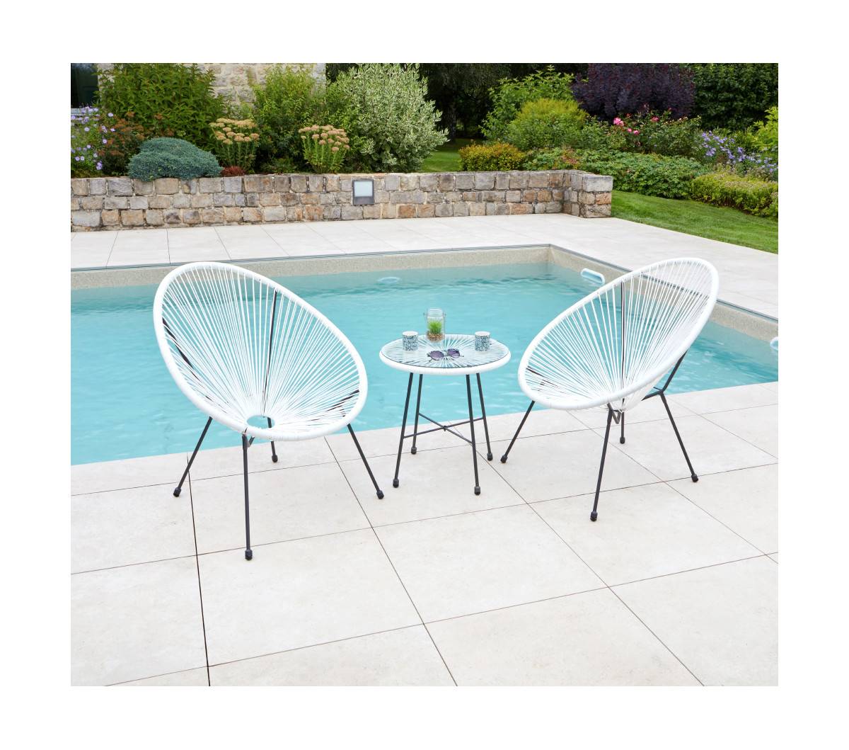 Ozalide - Salon de jardin en acier  2 places  blanc  CARACAS - Imagen 3