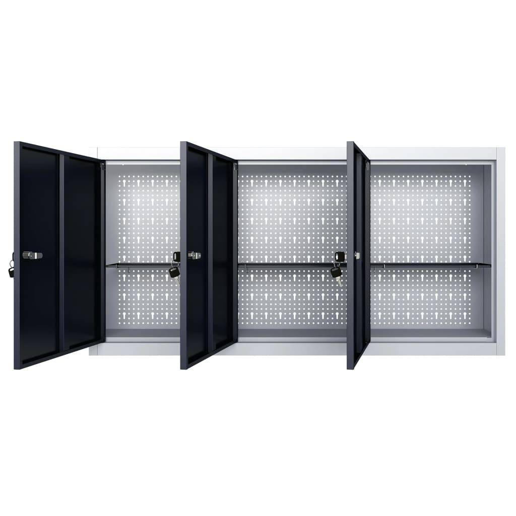 Armoire à outils murale organisateur d'outils rangement d'outils armoire de rangement atelier style industriel 120 cm métal gris et noir - Image 3