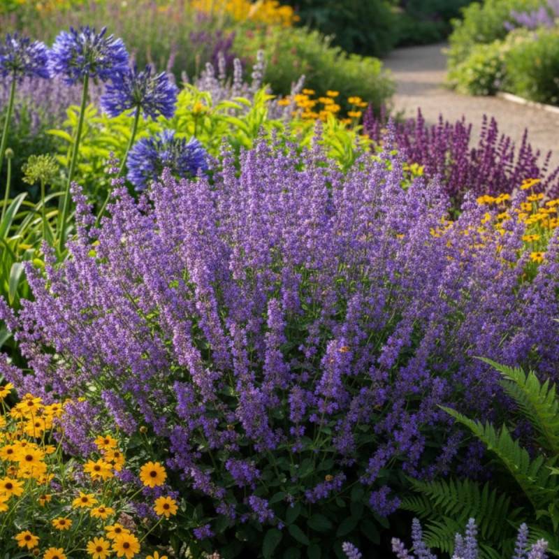 Herbe aux chats - Menthe des chats Cat's Pajamas, Nepeta à fleurs Bleue/Violette - feuillage Persistant - Godet - 5/20 cm - Imagen 1