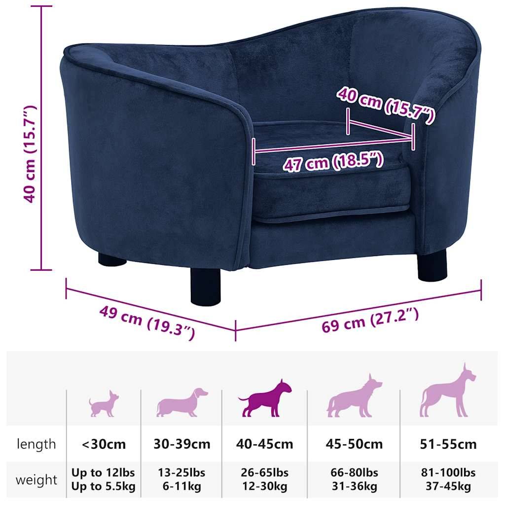 Vidaxl - Canapé pour chien Bleu 69x49x40 cm Peluche vidaXL 171023 - Imagen 3