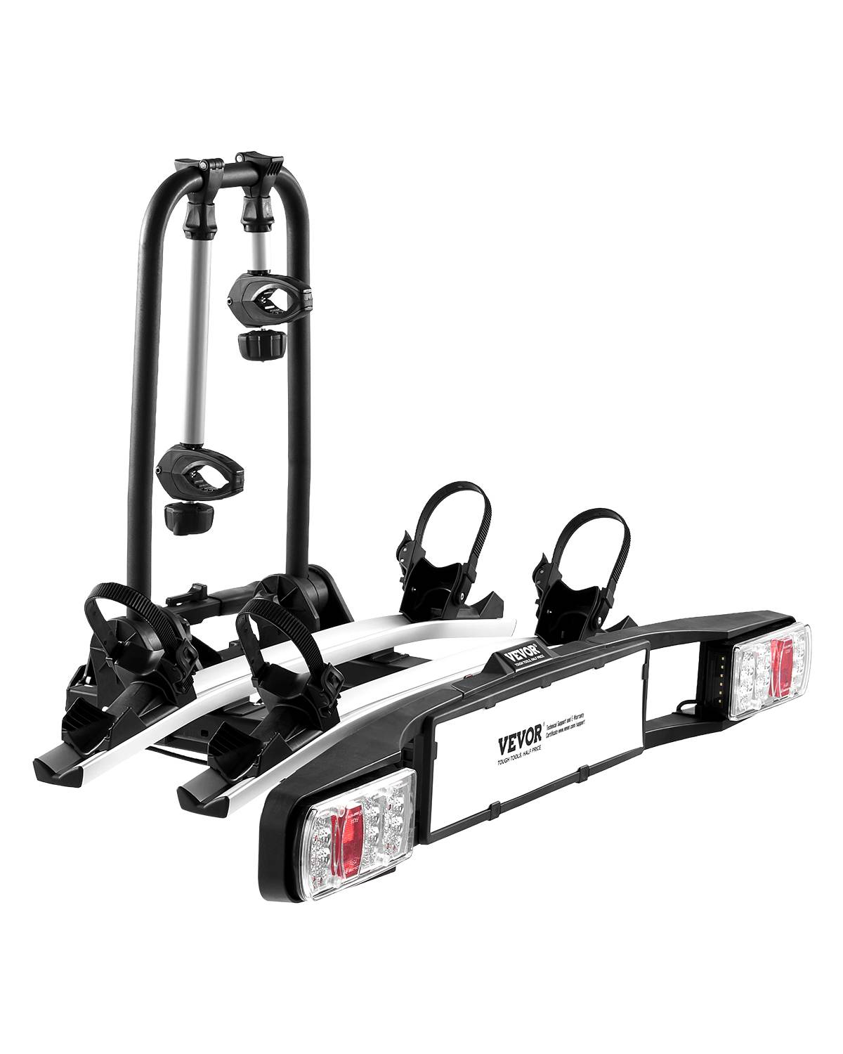 VEVOR Porte-vélos attelage, charge 65 kg (2 vélos), verrouillable, feu arrière. Compatible récepteur 5 cm. - Image 1