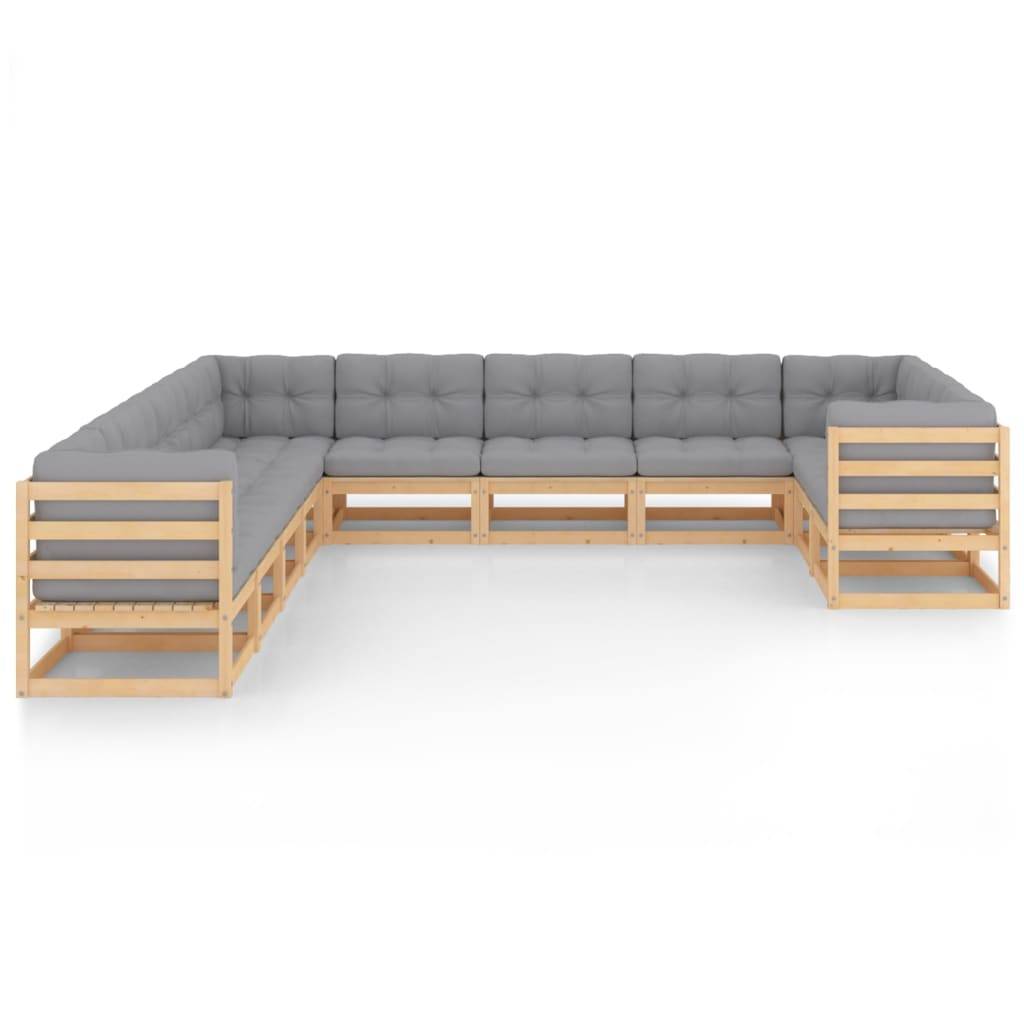 Helloshop26 - Salon de jardin meuble d'extérieur ensemble de mobilier 11 pièces avec coussins bois de pin massif - Imagen 1