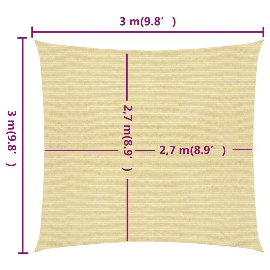Helloshop26 - Voile toile d'ombrage parasol 160 g/m² 3 x 3 m PEHD beige - Imagen 6