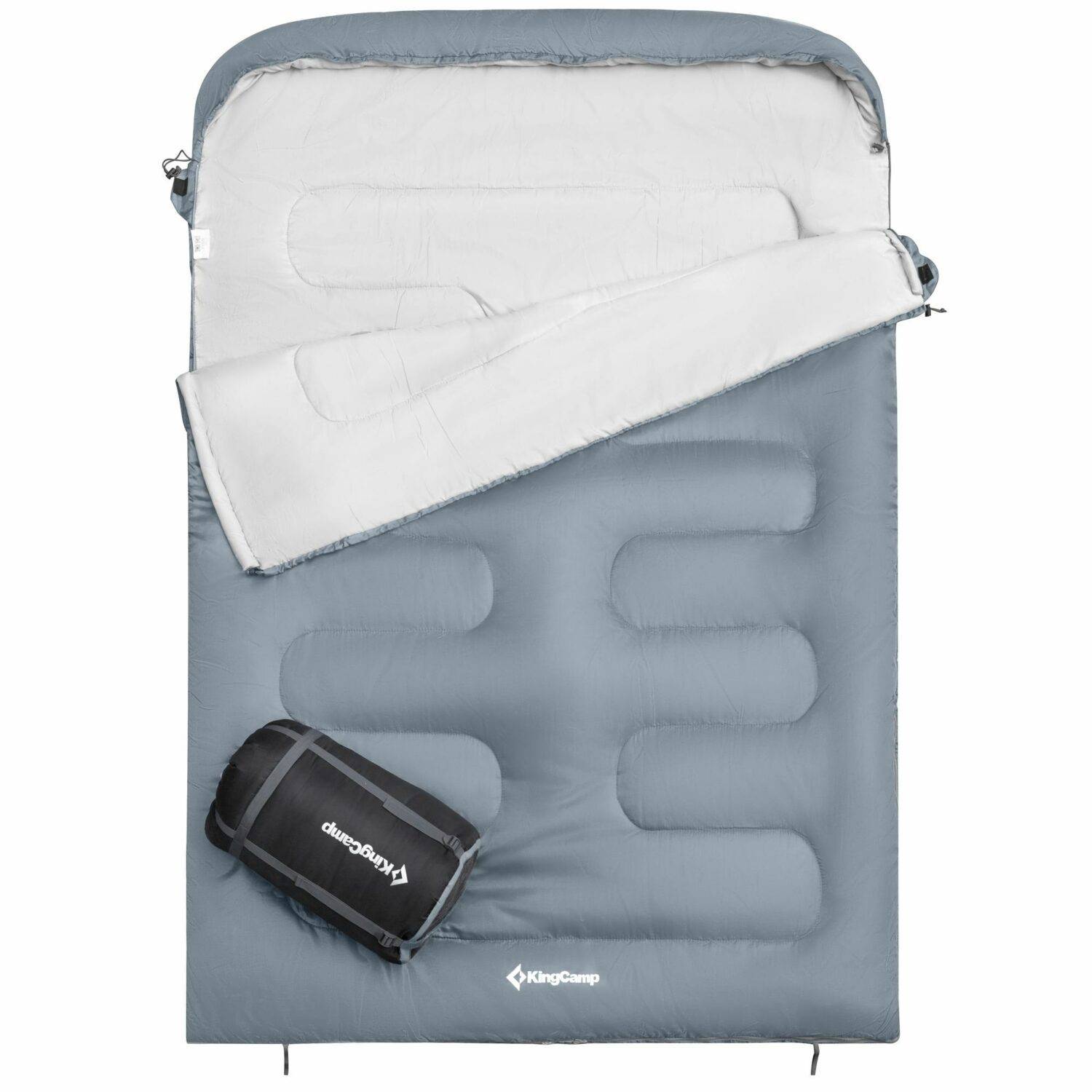 Sac de couchage 2 places - Modèle Oasis - Gris - 235 x 160 cm - Kingcamp - Image 1