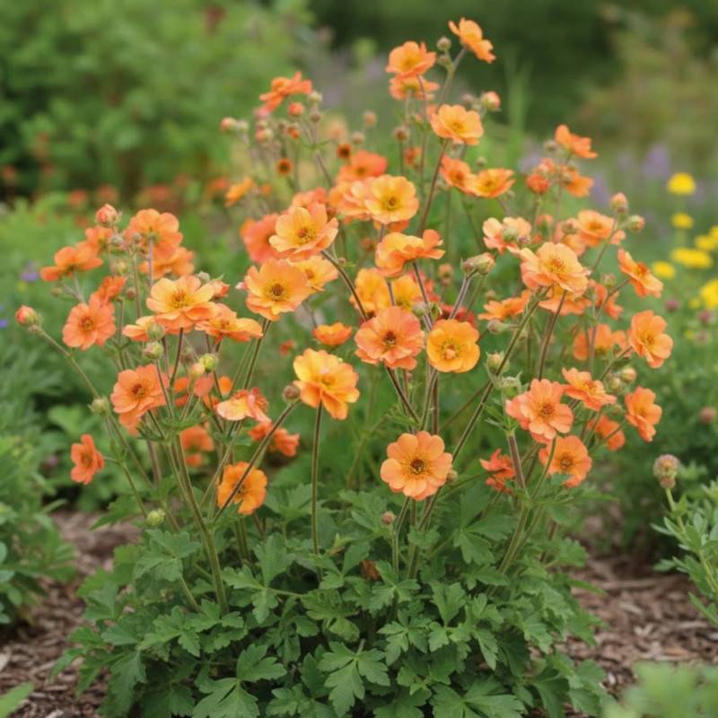 Benoîte Prinses Juliana à fleurs Orange/ - feuillage Caduc - Godet - 5/20 cm