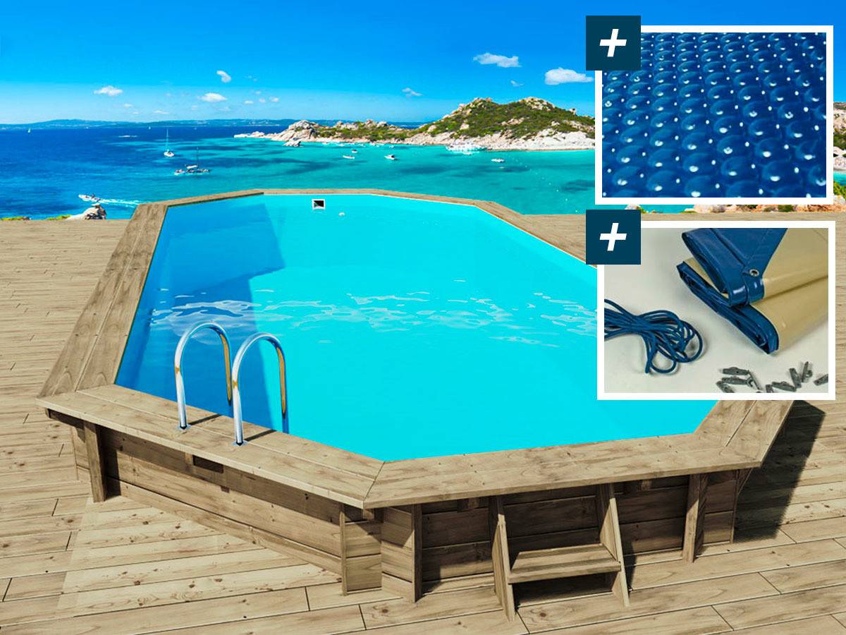 Habitat Et Jardin - Piscine Bois " Sevilla 130 " - 8.57 X 4.57 X 1.31 M - Bâche à Bulles  180 µ - Bâche Hiver  280 G/m² -habitat Et Jardin - Image 1