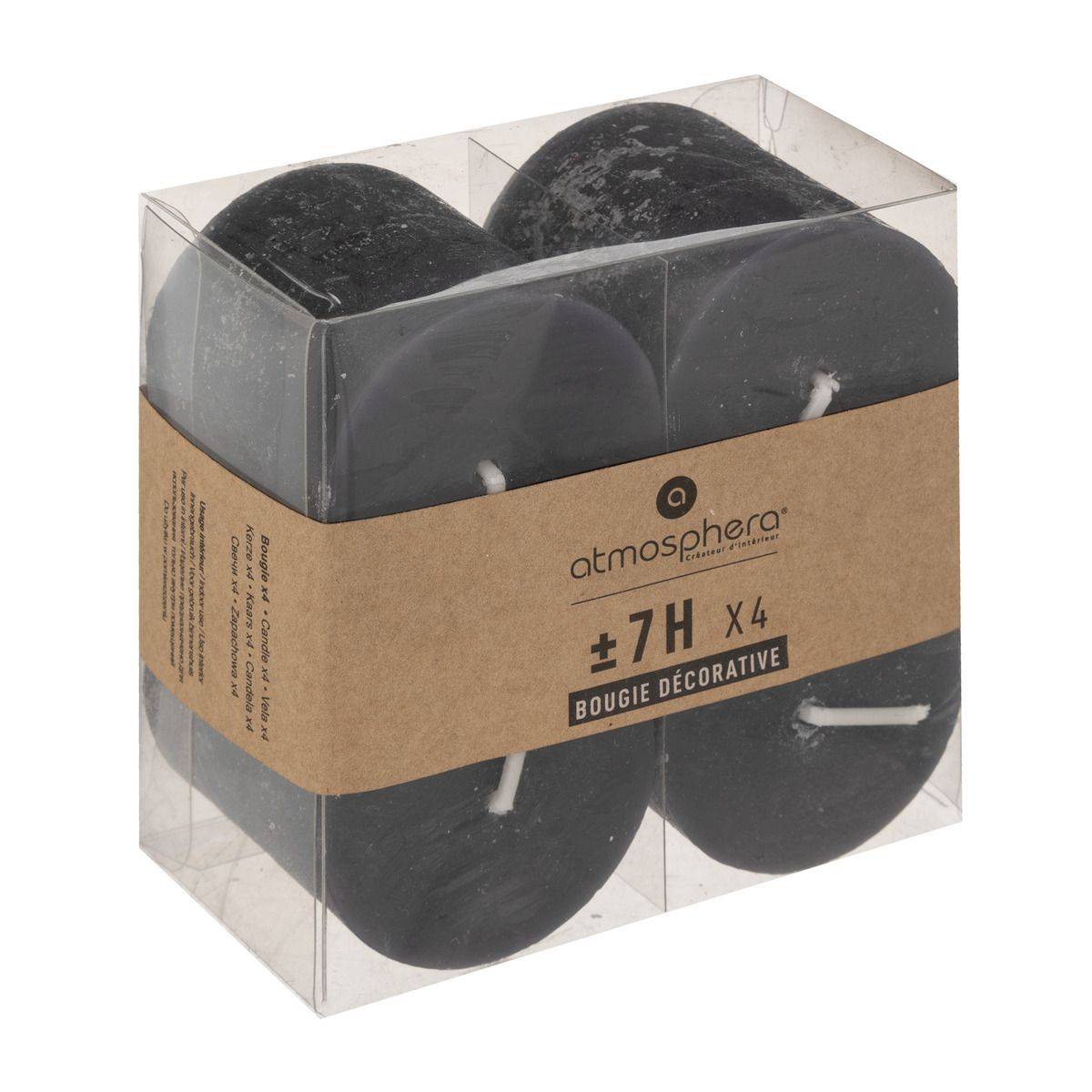 Atmosphera - Lot de 4 Bougies Votive Rustique Noir D 4.5 cm - Imagen 1