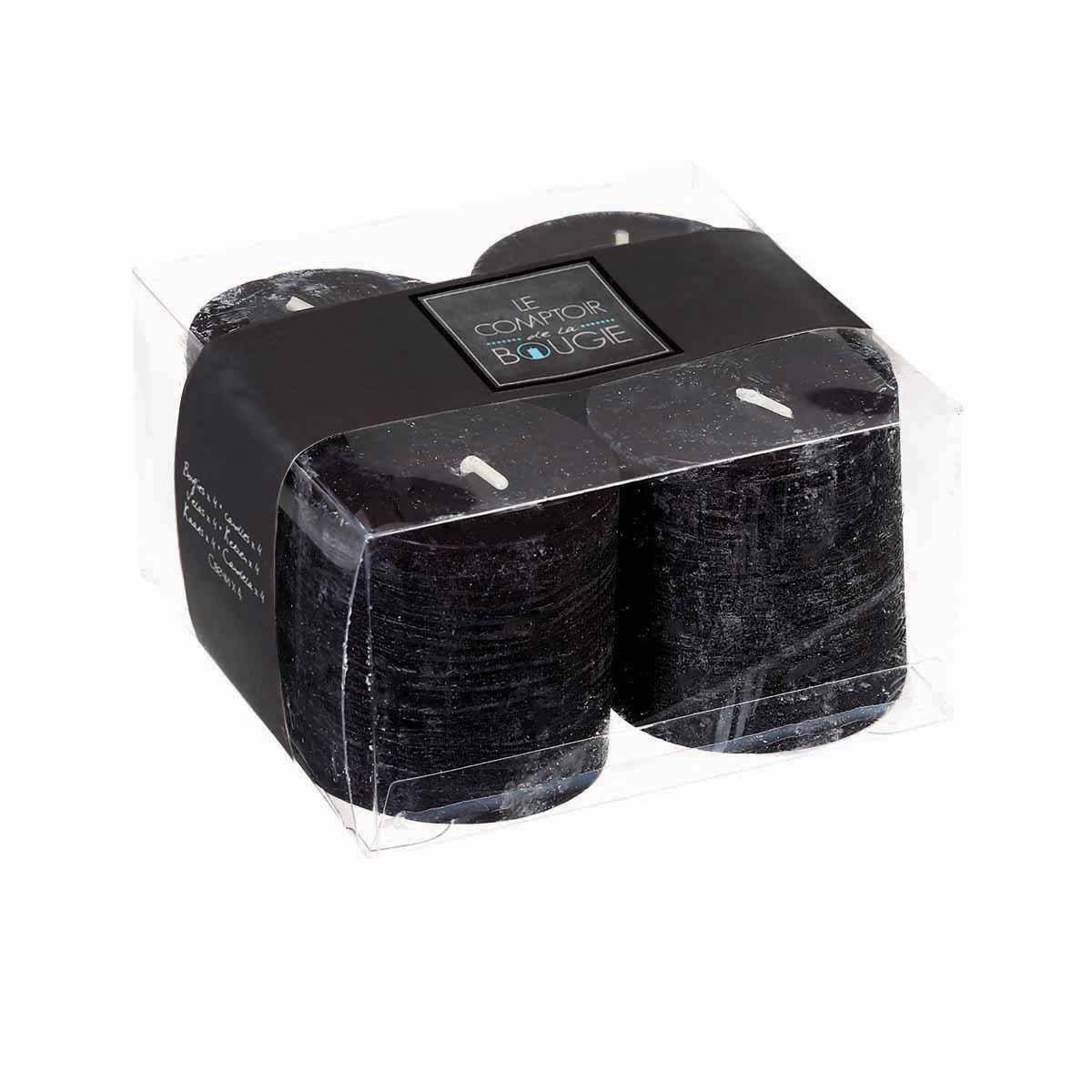 Atmosphera - Lot de 4 Bougies Votive Rustique Noir D 4.5 cm - Imagen 4