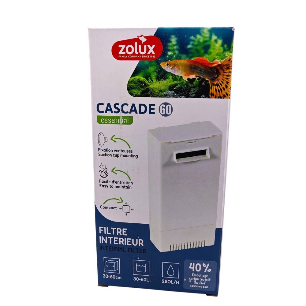 Zolux - Filtration intérieure cascade 60 , 280l/h pour aquarium de 30 à 60l max couleur blanc - Imagen 6
