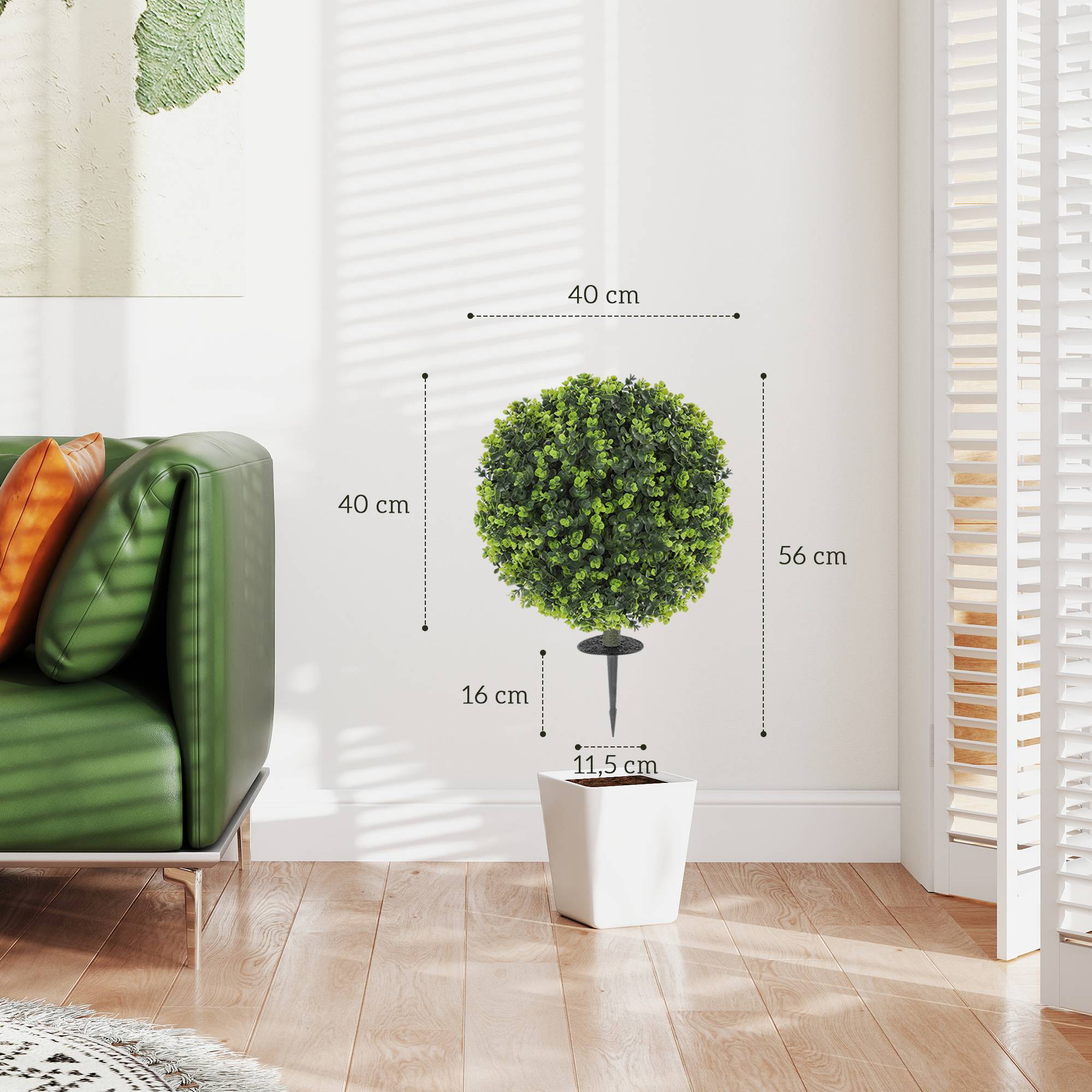 Sans Marque - Lot 2 plantes artificielles boules buis piquet intérieur extérieur UV vertes - Image 5