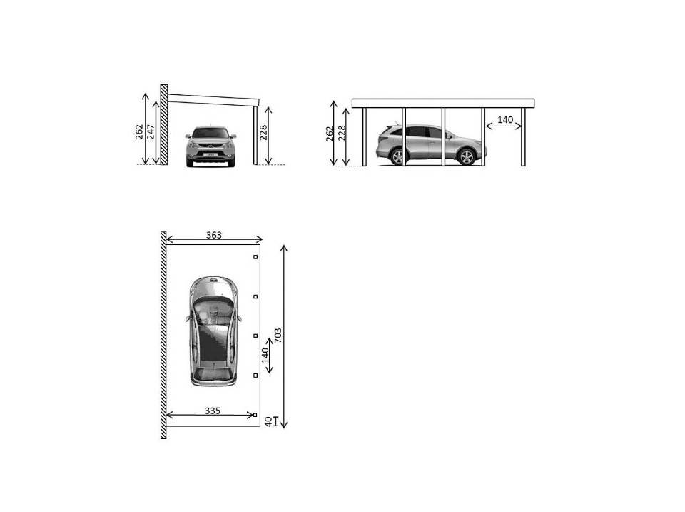 Carport Adosse Bois RIVERSIDE - 1 Voiture - 363 x 703 - Abri Voiture - Feutre Bitumeux sur les Voliges - Toit Plat - Imagen 3