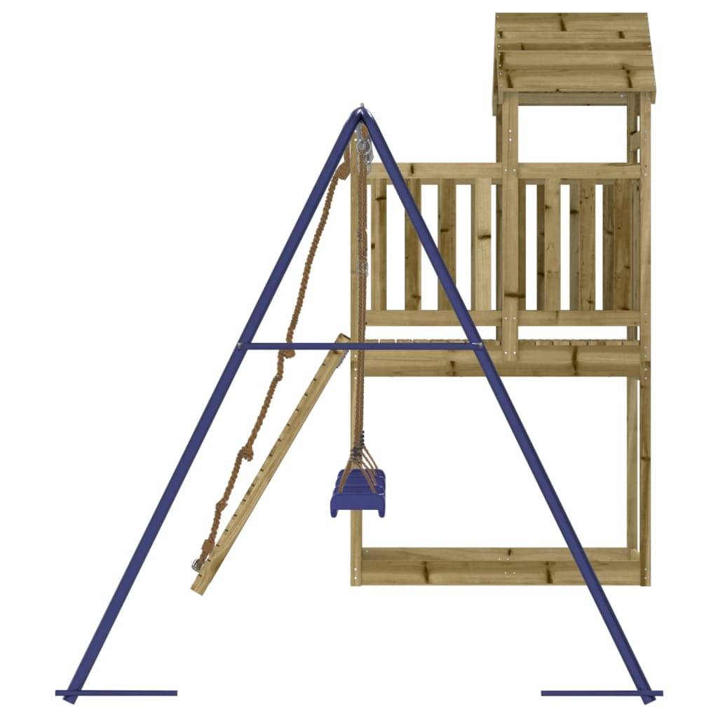 Helloshop26 - Aire de jeux d'extérieur balançoires toboggan portiques robuste jeux jardin 314 x 186 x 214 cm bois de pin imprégné - Imagen 3