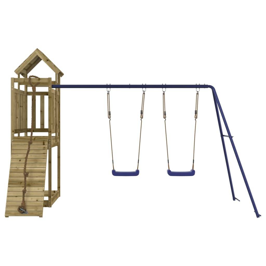 Helloshop26 - Aire de jeux d'extérieur balançoires toboggan portiques robuste jeux jardin 314 x 186 x 214 cm bois de pin imprégné - Imagen 2