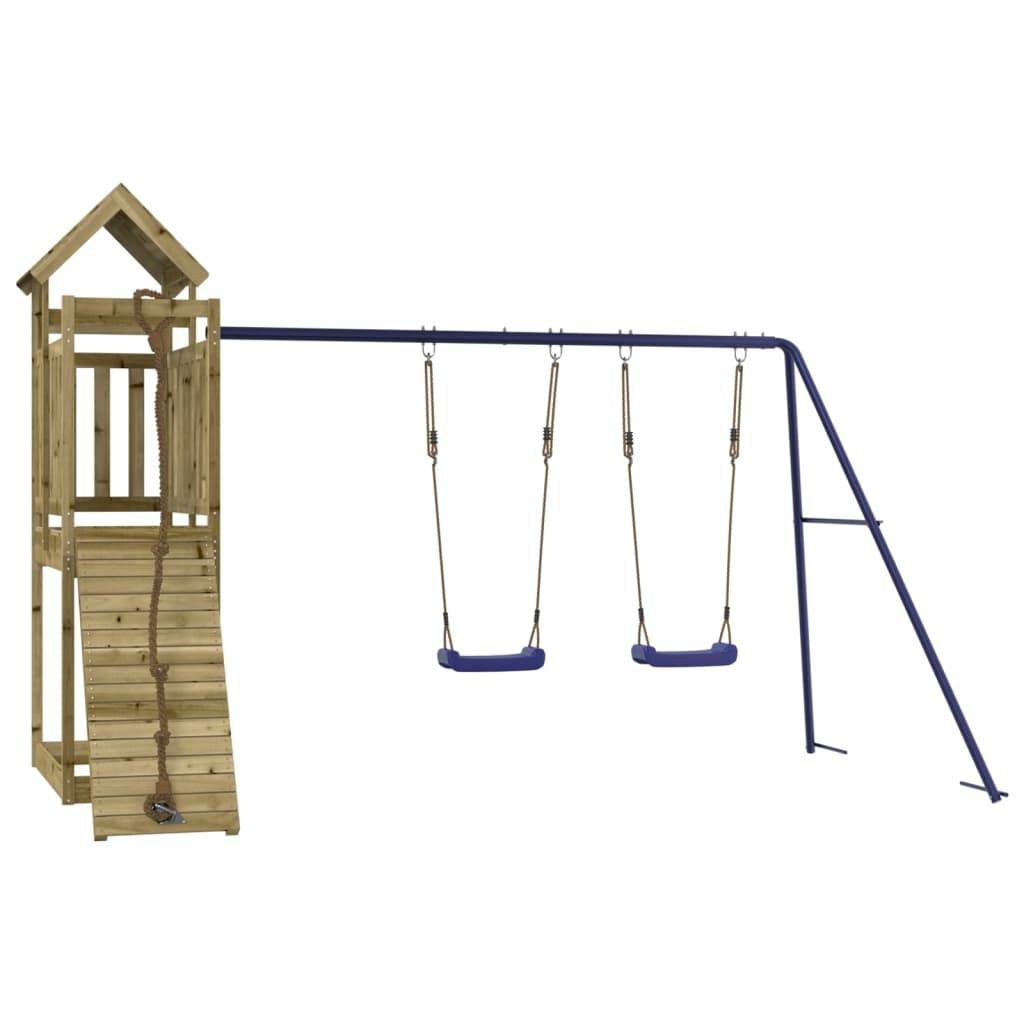 Helloshop26 - Aire de jeux d'extérieur balançoires toboggan portiques robuste jeux jardin 314 x 186 x 214 cm bois de pin imprégné - Imagen 1