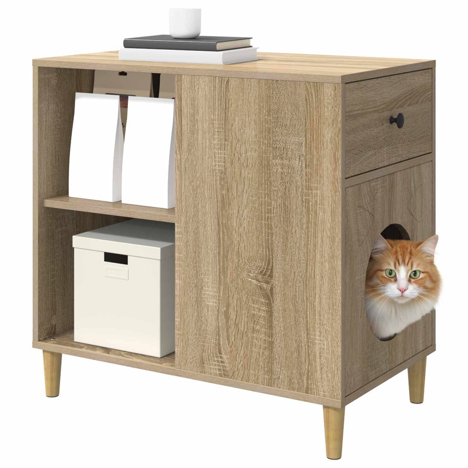 Vidaxl - Maison pour chat Sonoma 72 x 42.5 x 70 cm Bois d'ingénierie vidaXL 8000682 - Image 4
