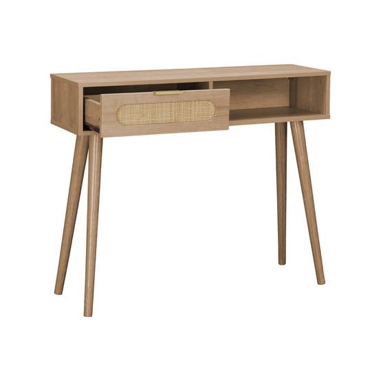 sweeek - Console décor bois et cannage arrondi . Eva. 1 tiroir. 1 niche. pieds scandinaves. L 100 x l 29 x H 81cm | sweeek - Image 6