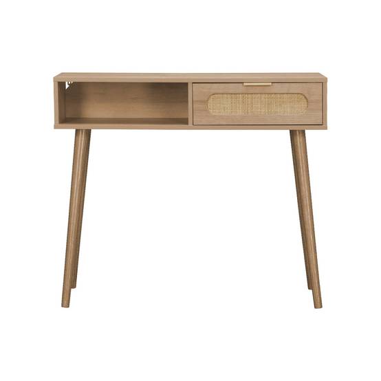sweeek - Console décor bois et cannage arrondi . Eva. 1 tiroir. 1 niche. pieds scandinaves. L 100 x l 29 x H 81cm | sweeek - Image 7