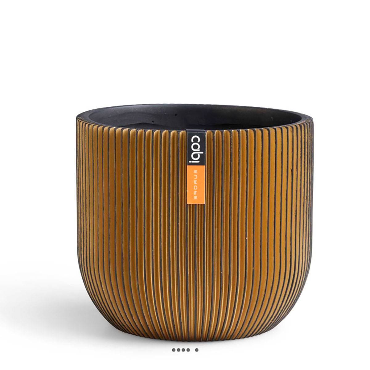 Artificielles - Superbe pot Groove eggpot doré fibres synthétiques H 41 x D 42 cm - dimhaut: H 41 cm - couleur: Doré - Imagen 1