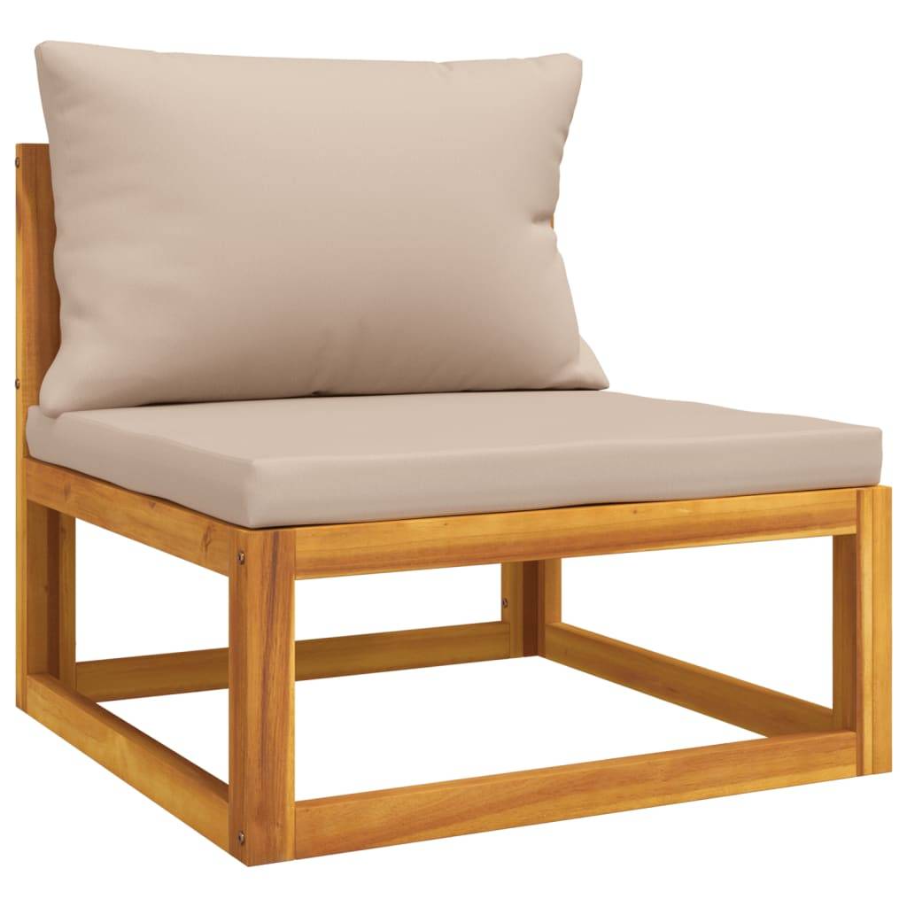 Helloshop26 - Salon de jardin meuble d'extérieur ensemble de mobilier 11 pièces avec coussins taupe bois massif - Imagen 3