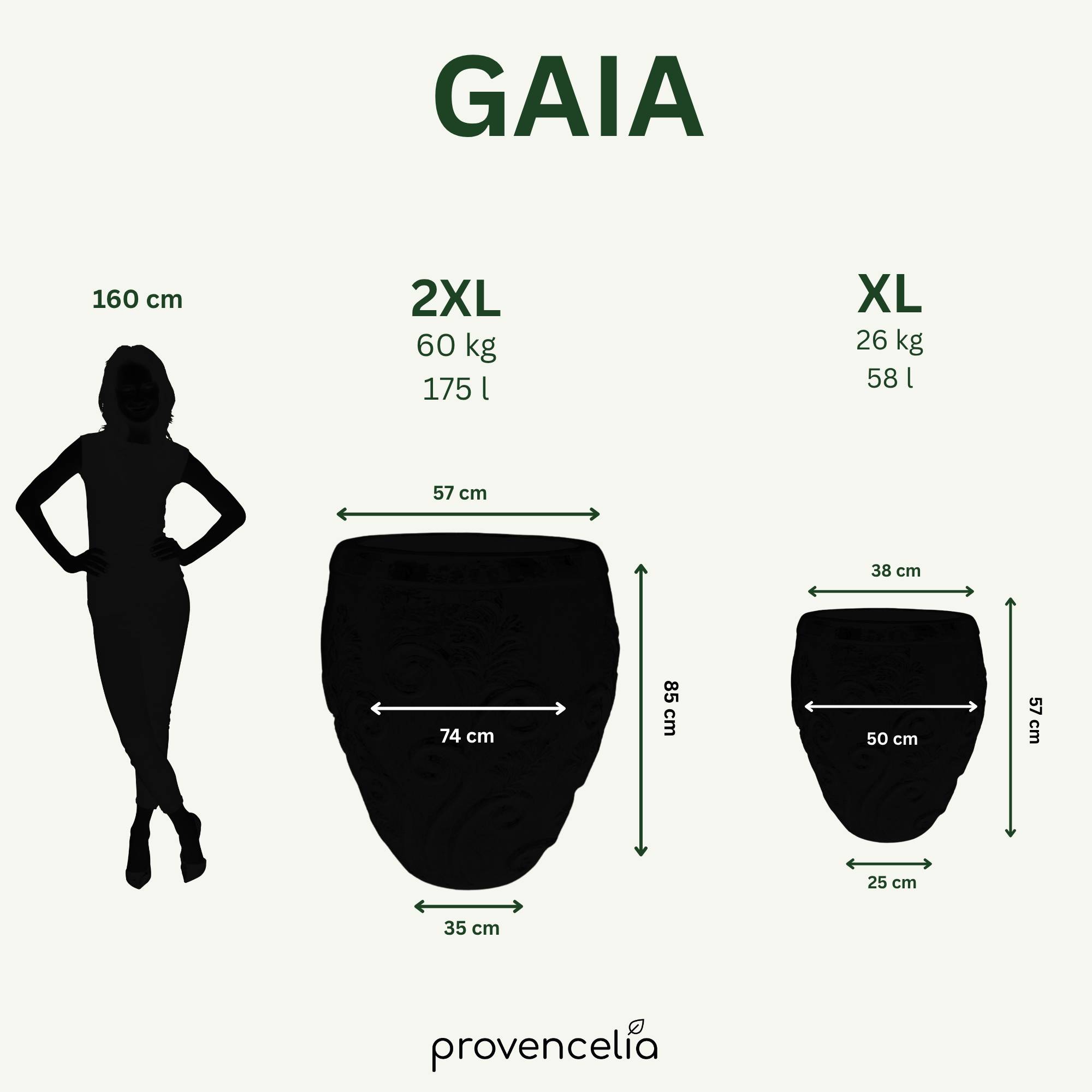 Provencelia - Pot GAIA 52x58cm vert tropical - Image 4