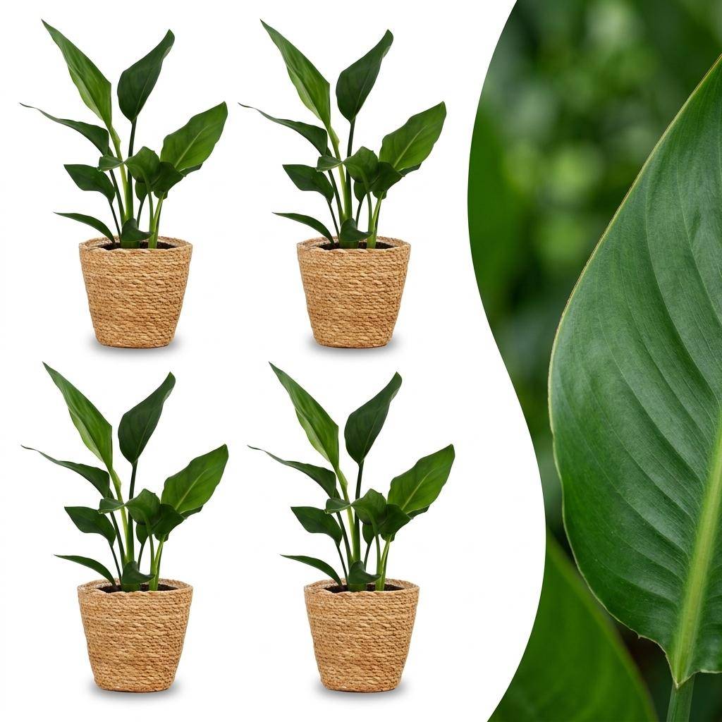 Strelitzia Reginea - Oiseau de paradis - Pot de 12cm - 4 plantes - Panier - Plantes d'intérieur