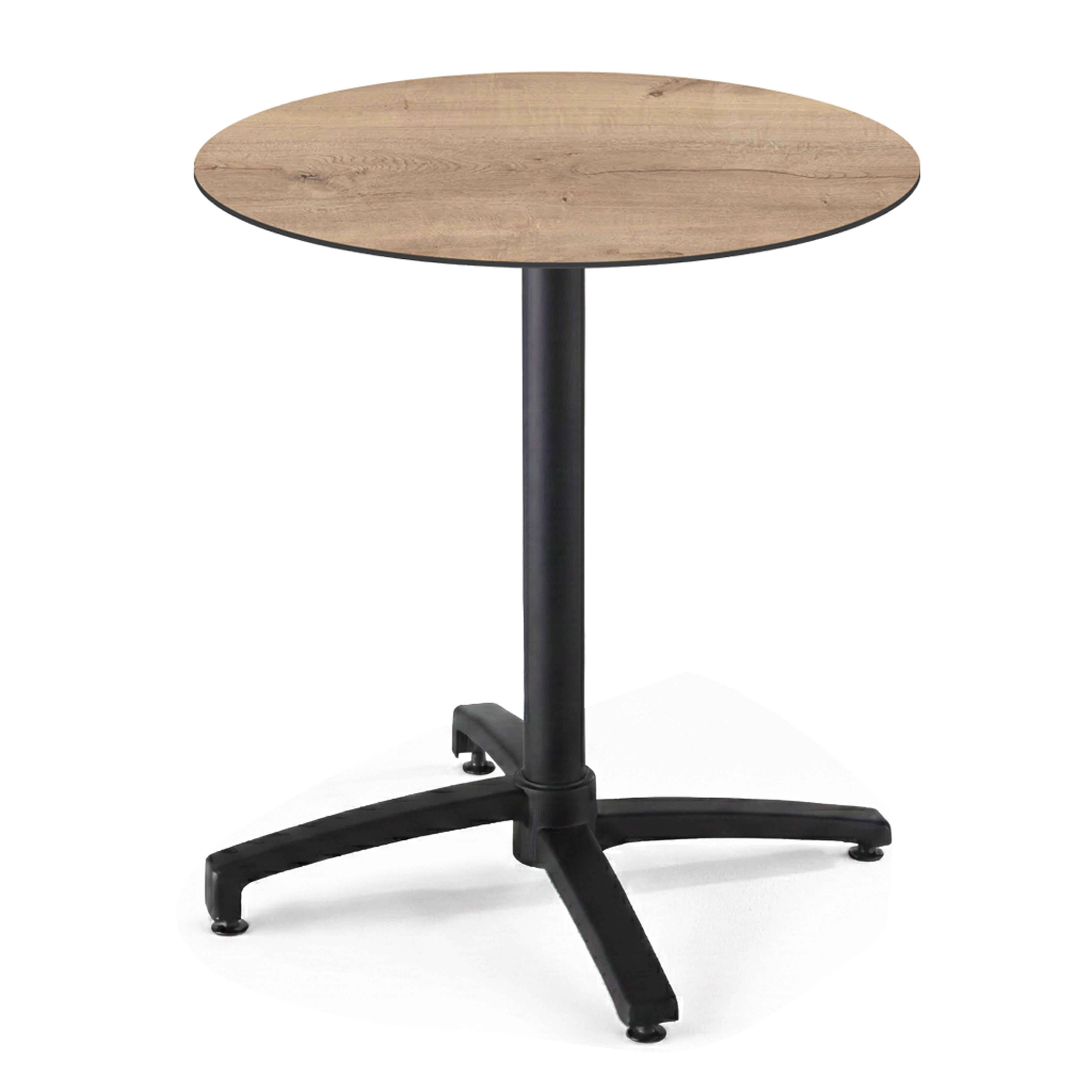 Oviala - Table de jardin ronde 60 cm inclinable aluminium et HPL chêne natuel Opera - Oviala - Image 1