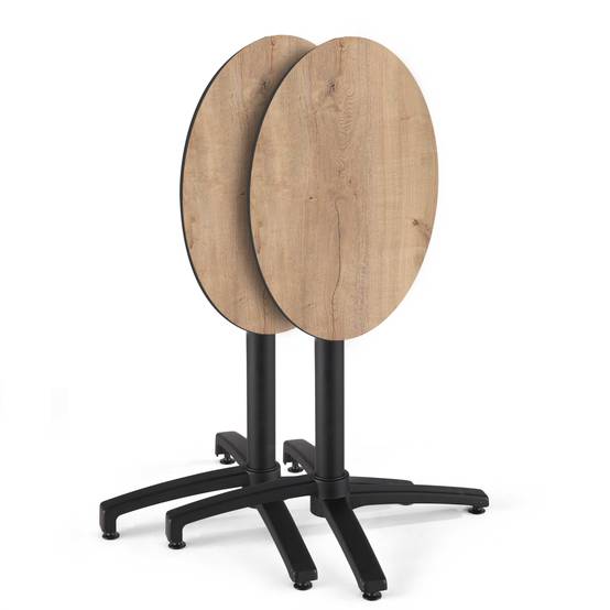 Oviala - Table de jardin ronde 60 cm inclinable aluminium et HPL chêne natuel Opera - Oviala - Image 2
