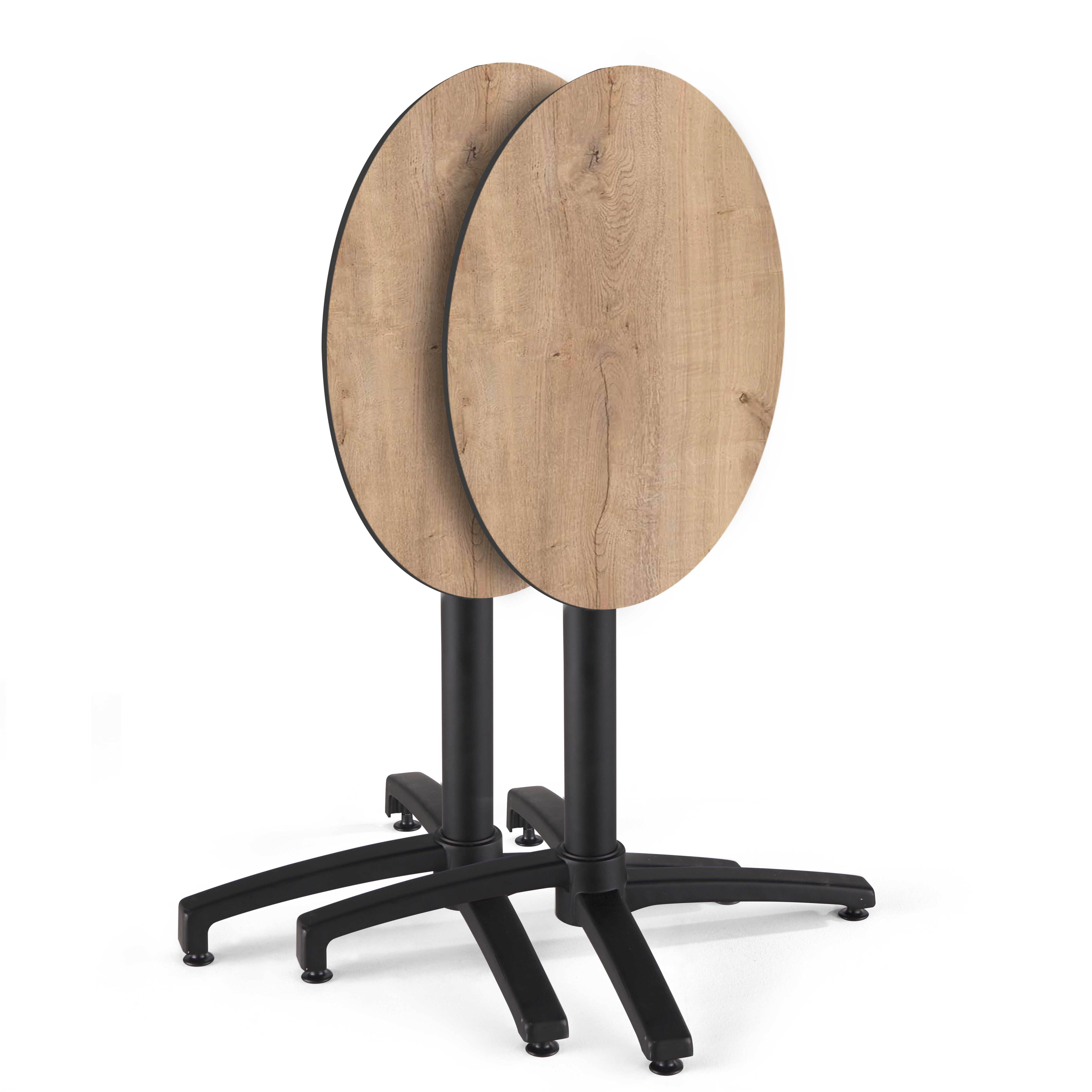 Oviala - Table de jardin ronde 60 cm inclinable aluminium et HPL chêne natuel Opera - Oviala - Image 2