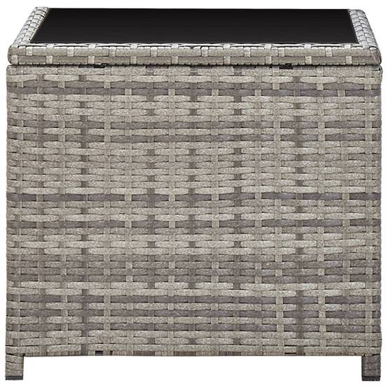 Table basse Résine tressée et Verre Gris 45 x 45 x 40 cm - PANGIVO - Image 3