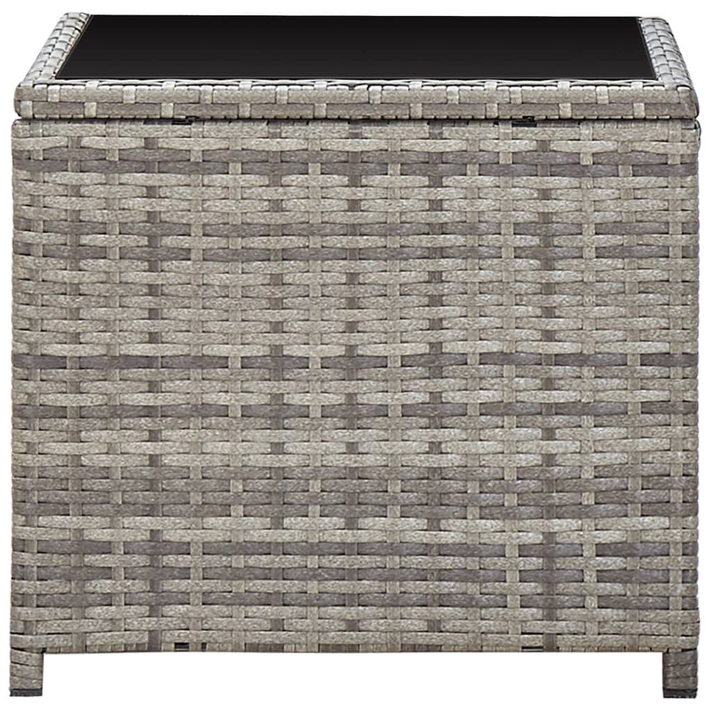 Table basse Résine tressée et Verre Gris 45 x 45 x 40 cm - PANGIVO - Image 3