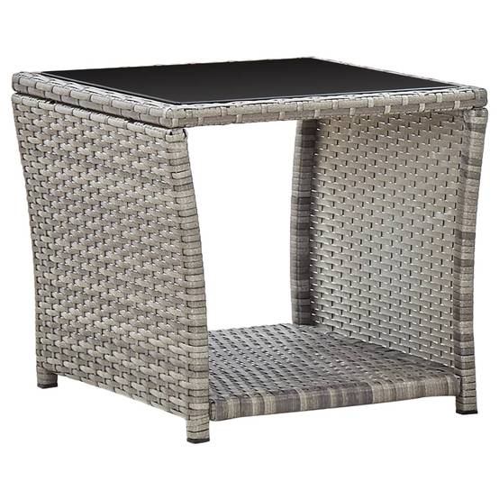 Table basse Résine tressée et Verre Gris 45 x 45 x 40 cm - PANGIVO - Image 1