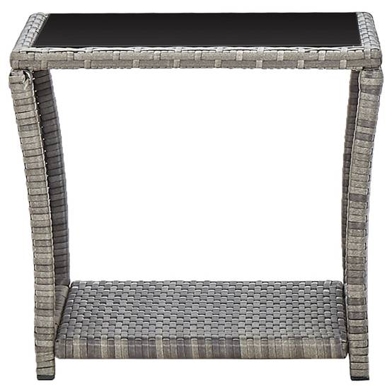 Table basse Résine tressée et Verre Gris 45 x 45 x 40 cm - PANGIVO - Image 2
