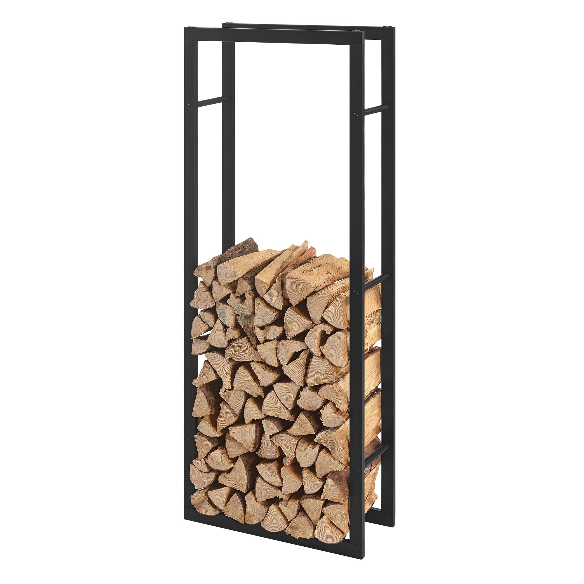 [en.casa] - Range-bûches Kasan Acier Laqué Noir 60 x 150 x 25 cm [en.casa] - Image 1