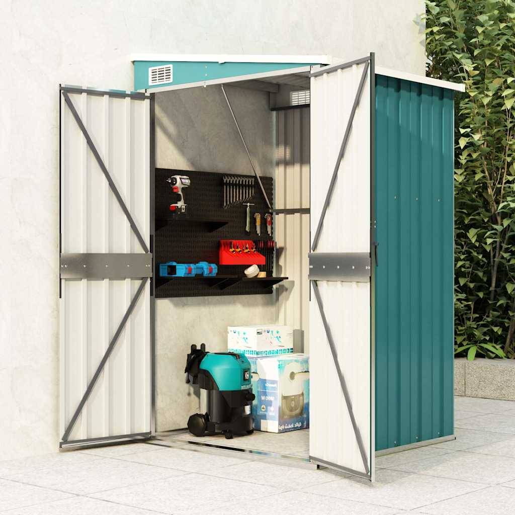Abri de jardin 1.18m² - Cabane de jardin - Remise de jardin murale Vert 118x100x178 cm Acier galvanisé MP671 MAISON CHIC - Image 2