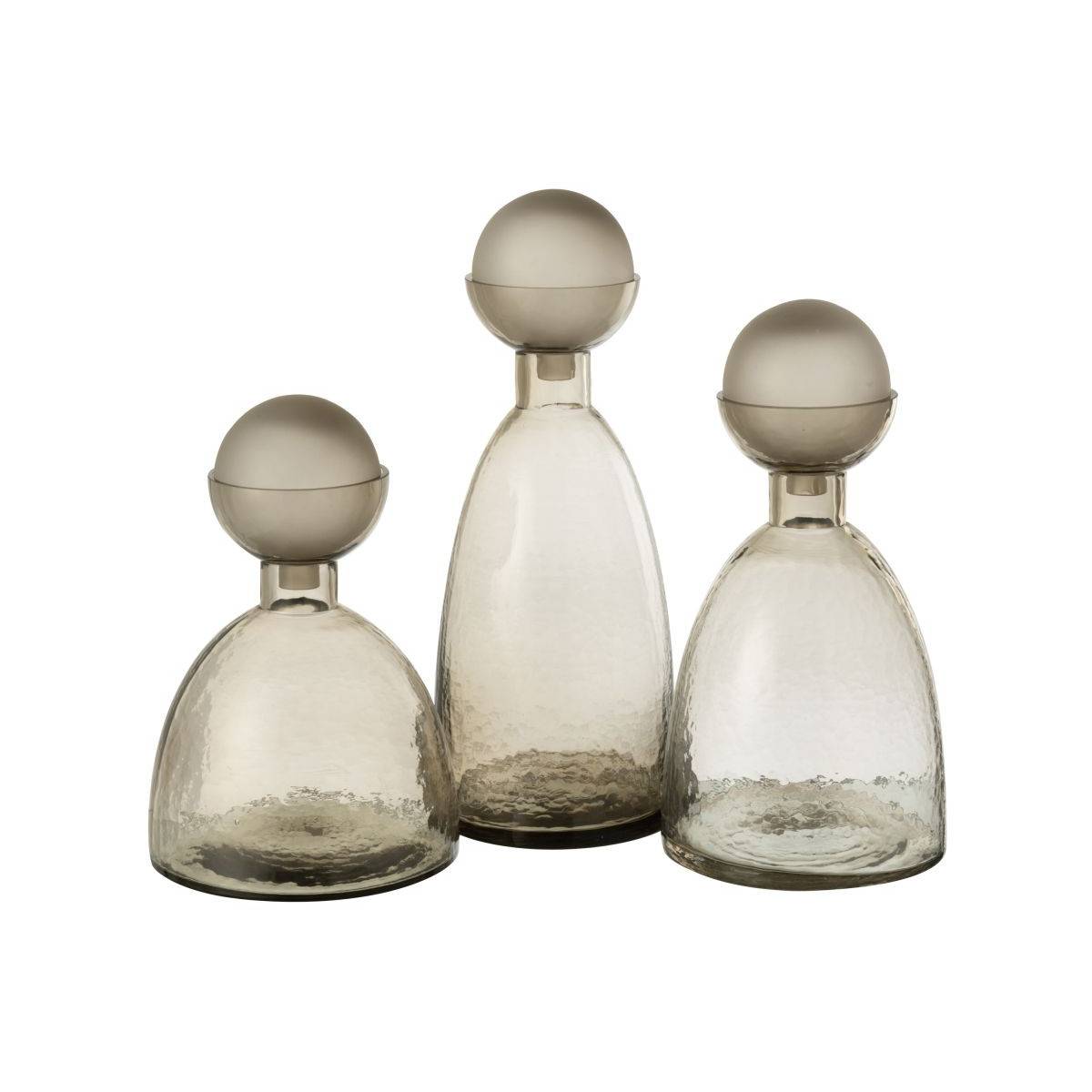 Vase Bouteille Bouchon en Verre "Yoko" 29cm Grège - Image 3
