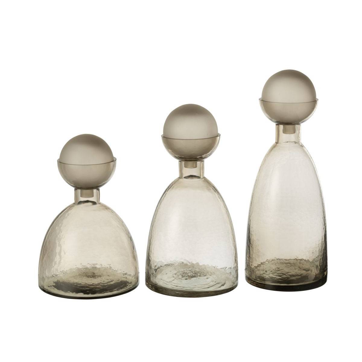 Vase Bouteille Bouchon en Verre "Yoko" 29cm Grège - Image 4