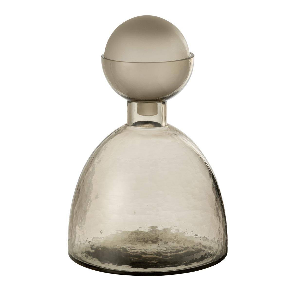 Vase Bouteille Bouchon en Verre "Yoko" 29cm Grège - Image 1
