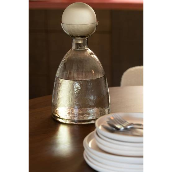 Vase Bouteille Bouchon en Verre "Yoko" 29cm Grège - Image 5