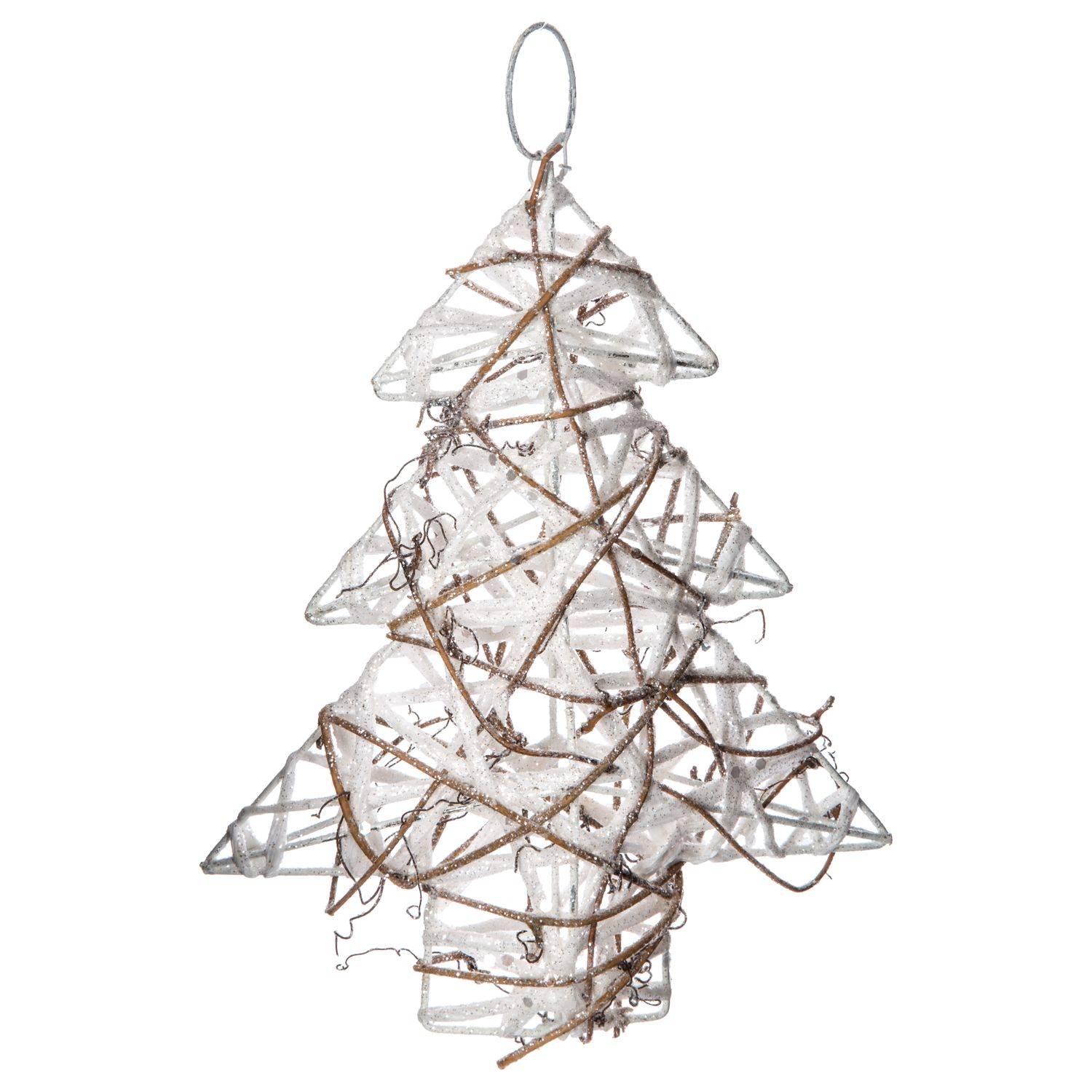 Sans Marque - Sapin de Noël pailleté à suspendre - 17 x 20 cm - Blanc - Féérie Lights & Christmas