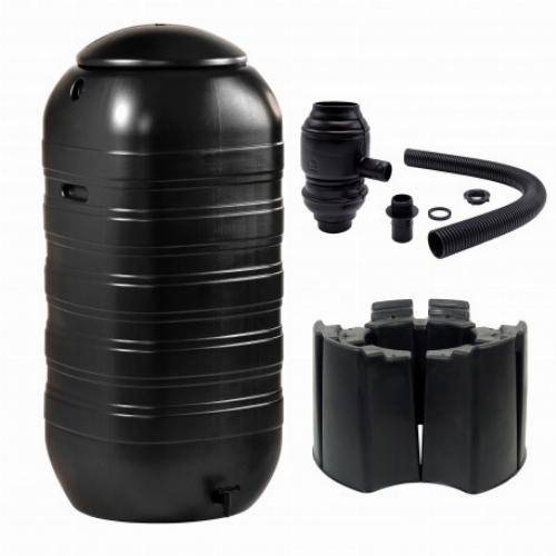 Set Récupérateur d’eau 250L avec pied et connecteur de gouttière -Beige - Imagen 2
