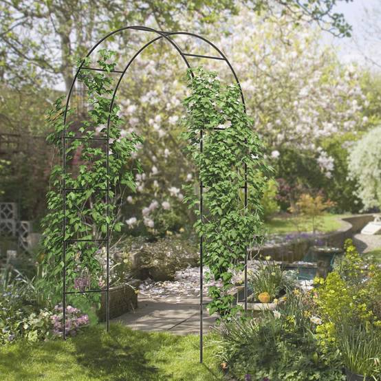 Sans Marque - Arche jardin rosiers grimpants treillis rosiers métal noir 1,40x0,40x2,40 m - Image 4