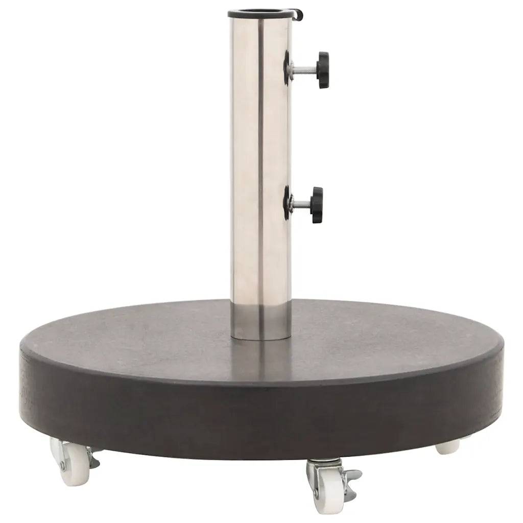 Socle de parasol rond 45 x 30 cm avec roulettes pour installation facile en granit noir - Image 3