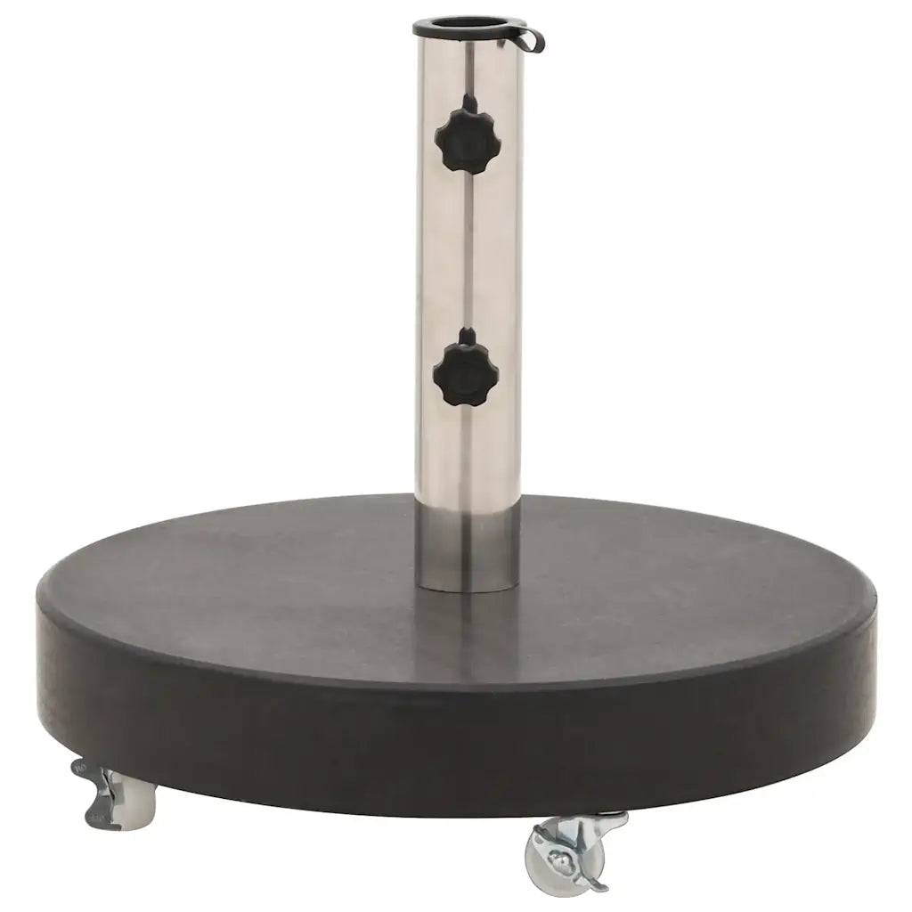 Socle de parasol rond 45 x 30 cm avec roulettes pour installation facile en granit noir - Image 2