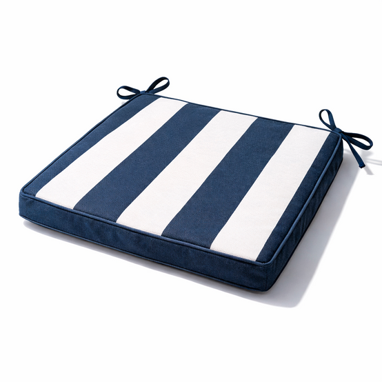 Home Maison - Galette de chaise imperméable déhoussable à rayures ARCACHON - HOME MAISON - Polyester - Bleu Foncé - Image 1