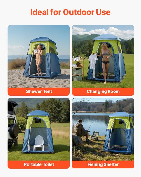 Vevor - VEVOR Tente de douche camping, abri d'intimité portable 167x167x218 cm, Oxford 150D, UPF 50, imperméable, sac de douche inclus. - Image 5
