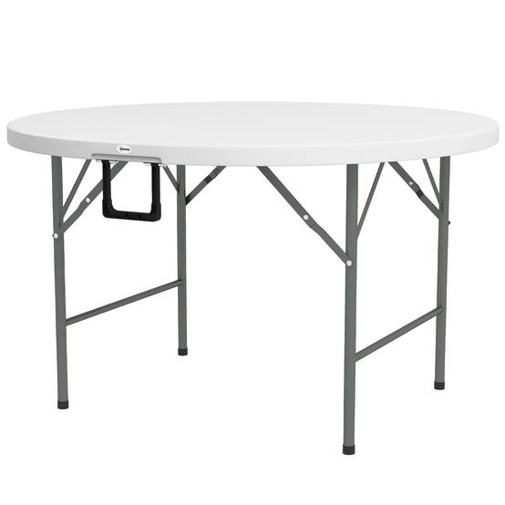 Table pliante ronde acier HDPE extérieur accueil 6 personnes 122x73cm blanc - ComfortXL Outdoor Living - Image 2