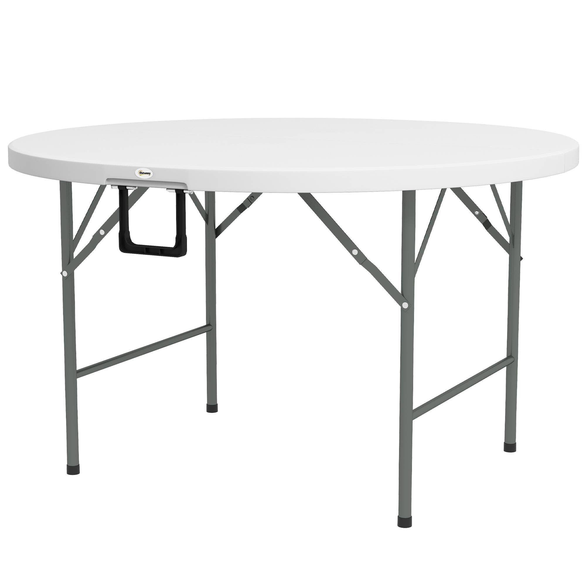 Table pliante ronde acier HDPE extérieur accueil 6 personnes 122x73cm blanc - ComfortXL Outdoor Living - Image 2
