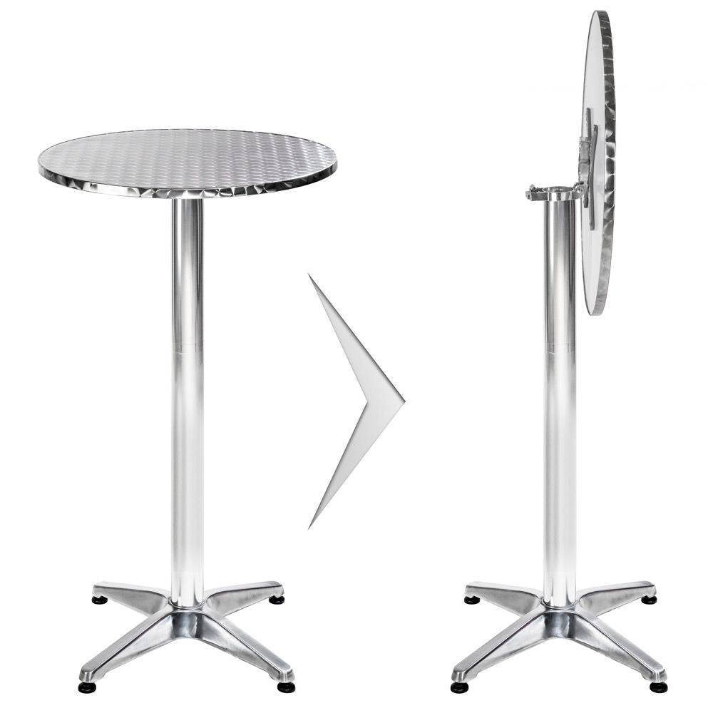 Helloshop26 - Mange debout aluminium diamètre table 60 cm diamètre pied 6,5 cm pliable hauteur réglable 74/114 cm gris - Imagen 1