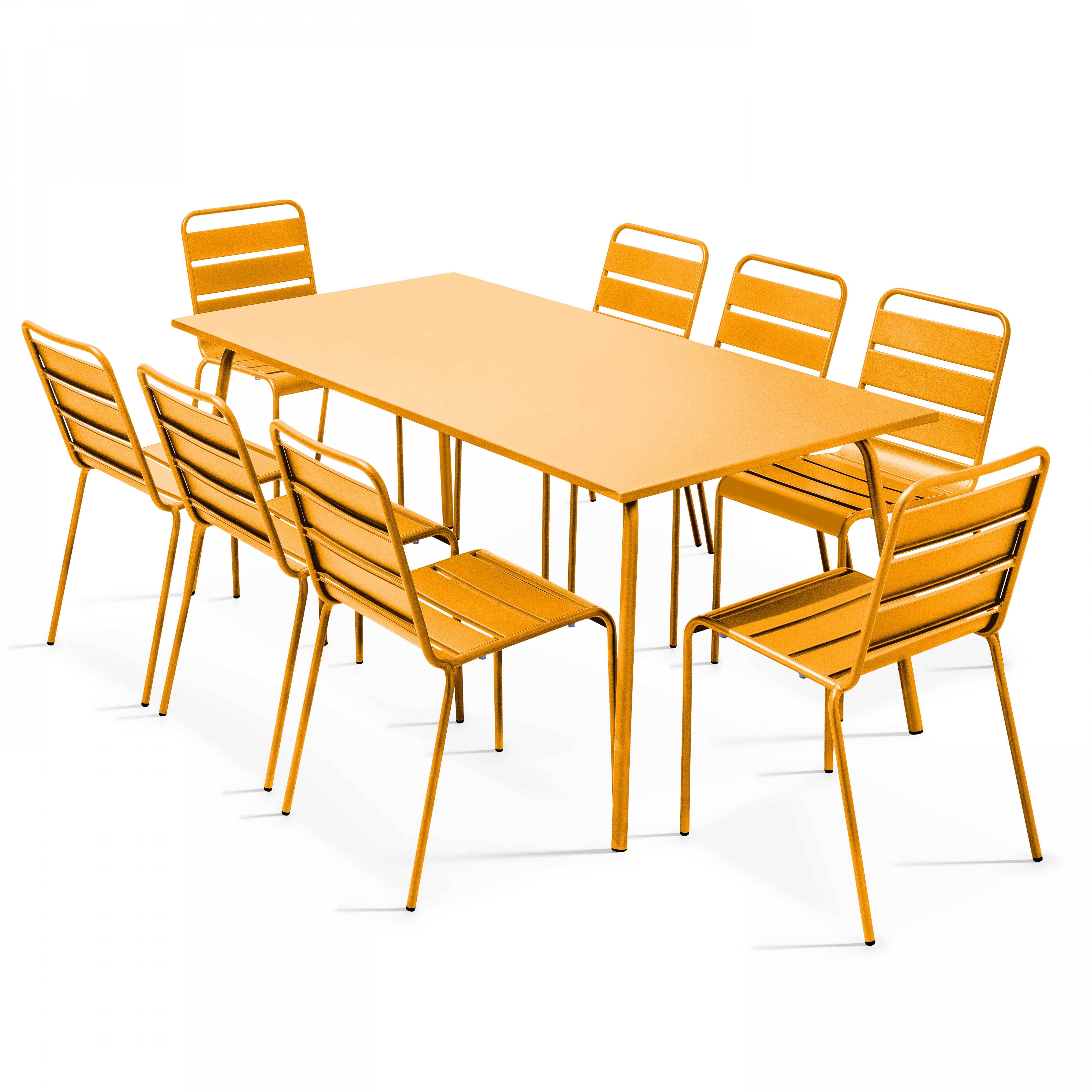 Oviala - Ensemble table de jardin et 8 chaises en métal jaune  Palavas - Oviala - Imagen 1