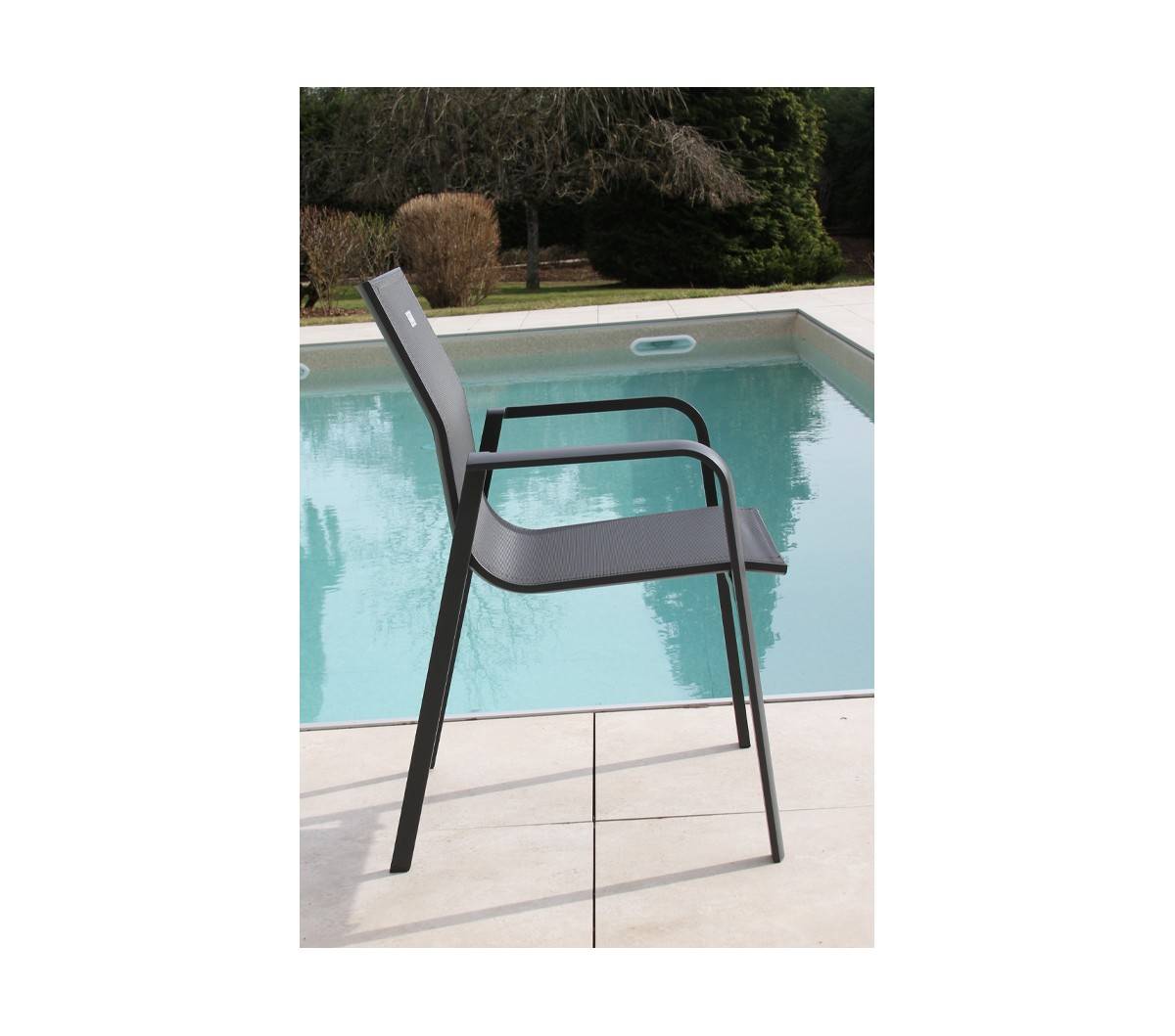 Ensemble table et chaises de jardin  8 places  Gris Anthracite  GUETHARY - Imagen 7